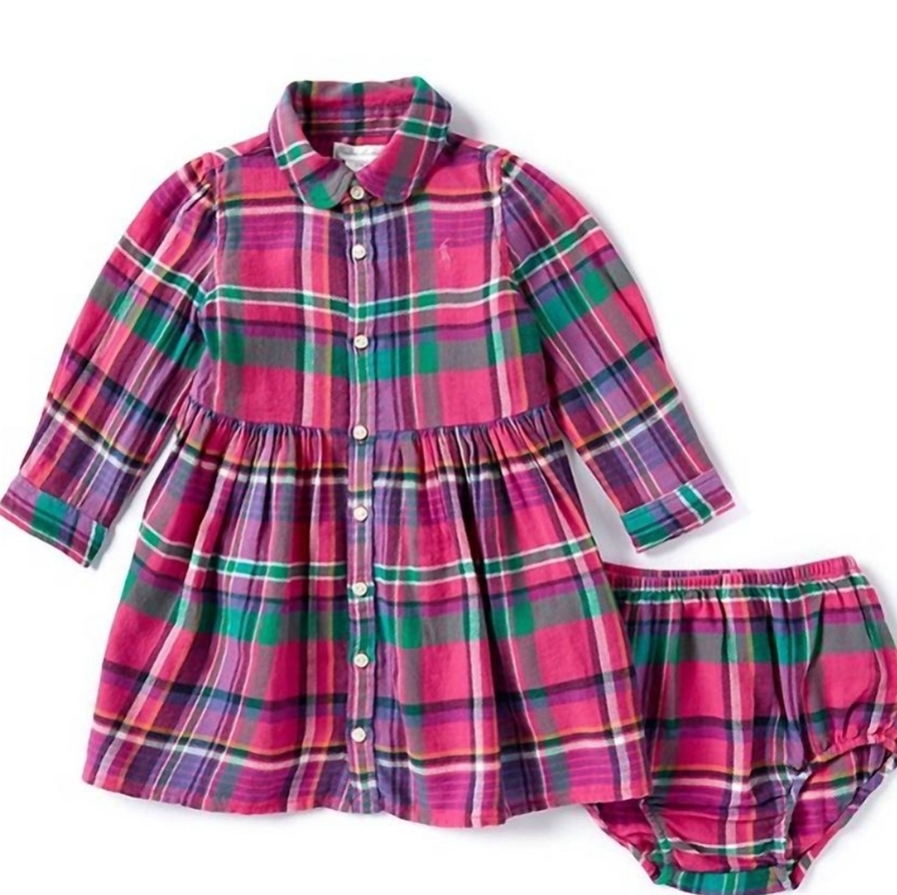 Plaid Baby Dress with Matching Bloomers Size 9m